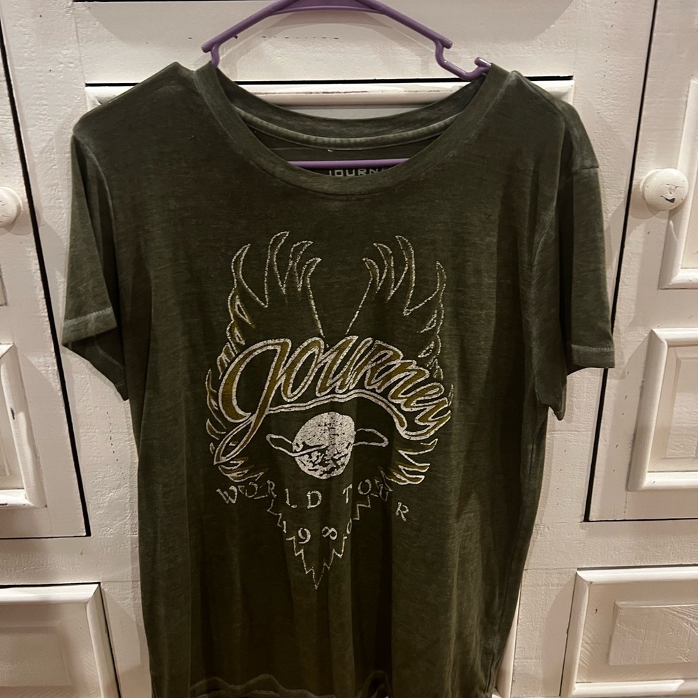 Journey World Tour 1980s Olive Green T-Shirt